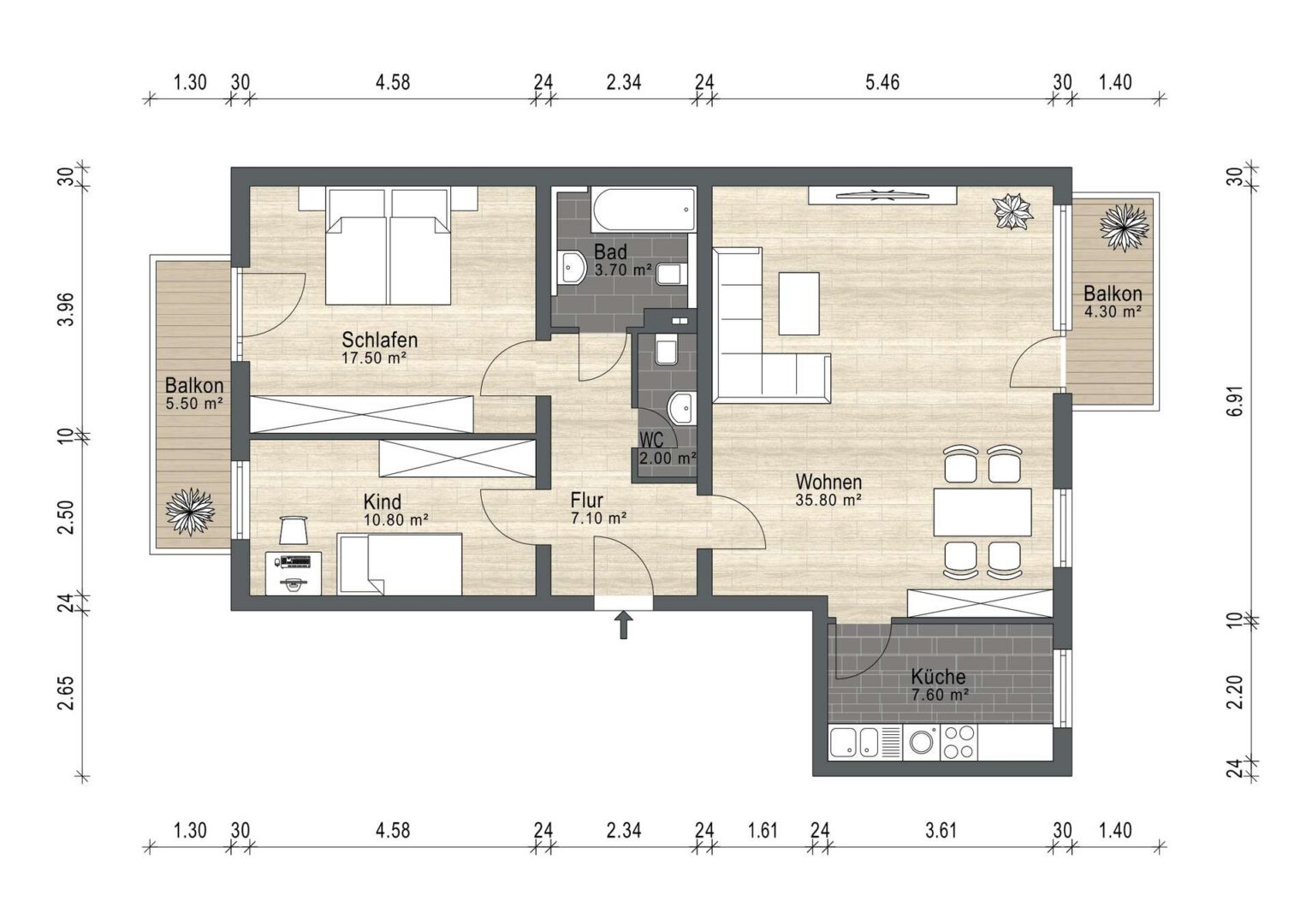 Grundriss der Wohnung