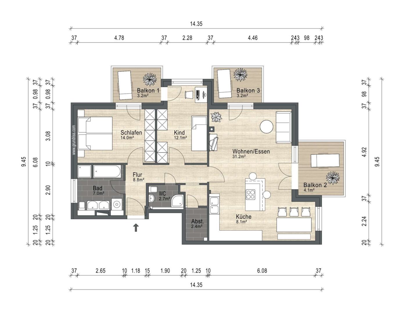 Grundriss Wöhlerstr. 12, München